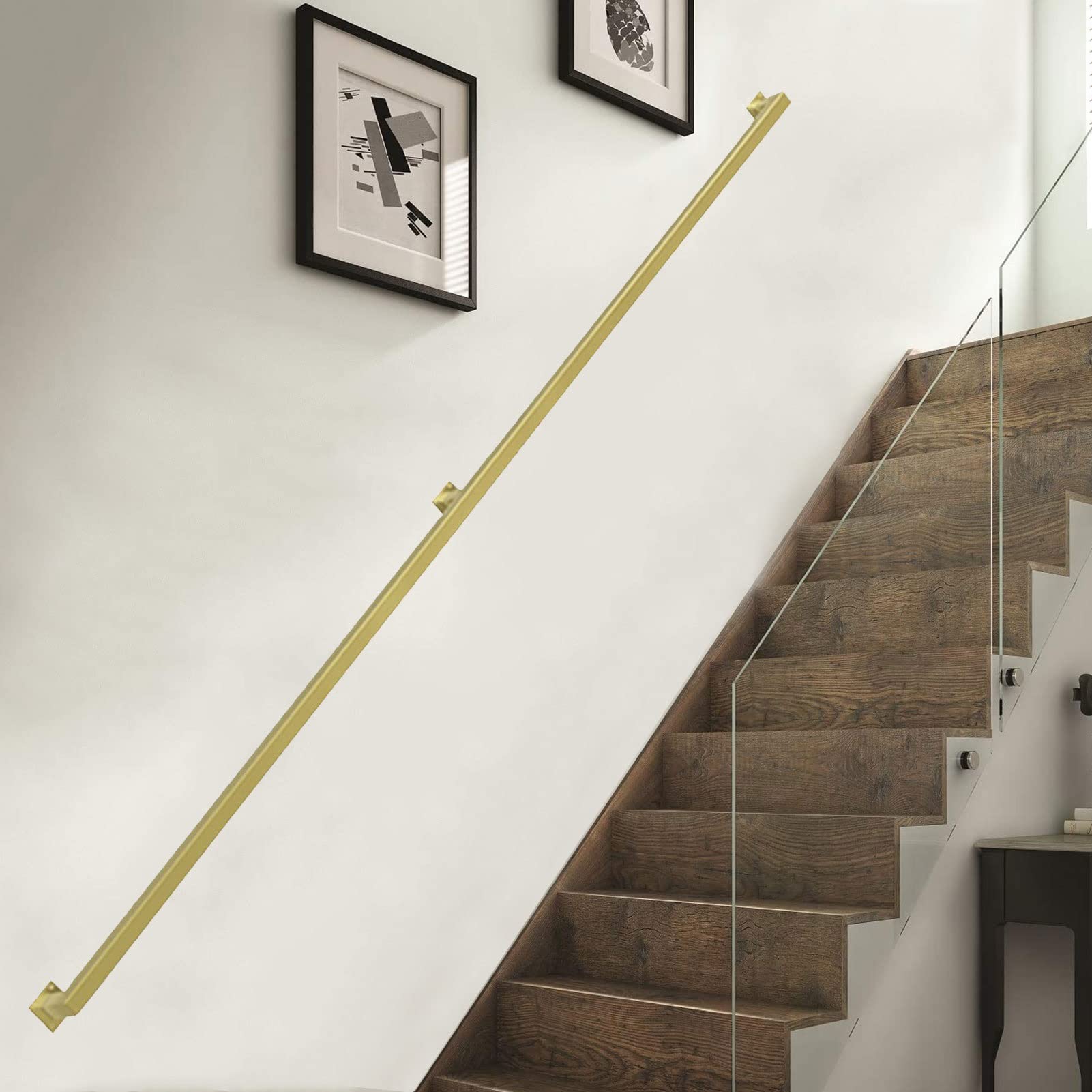 Attrex One Color Handrails Metal Stair Banister Railing Kit, Handrails Kit With Metal Bracket, Non-Slip Staircase Handrail, Wrought Iron Banister Stair Pole Loft Safety Hand Grab Rail(9Ft/270Cm)