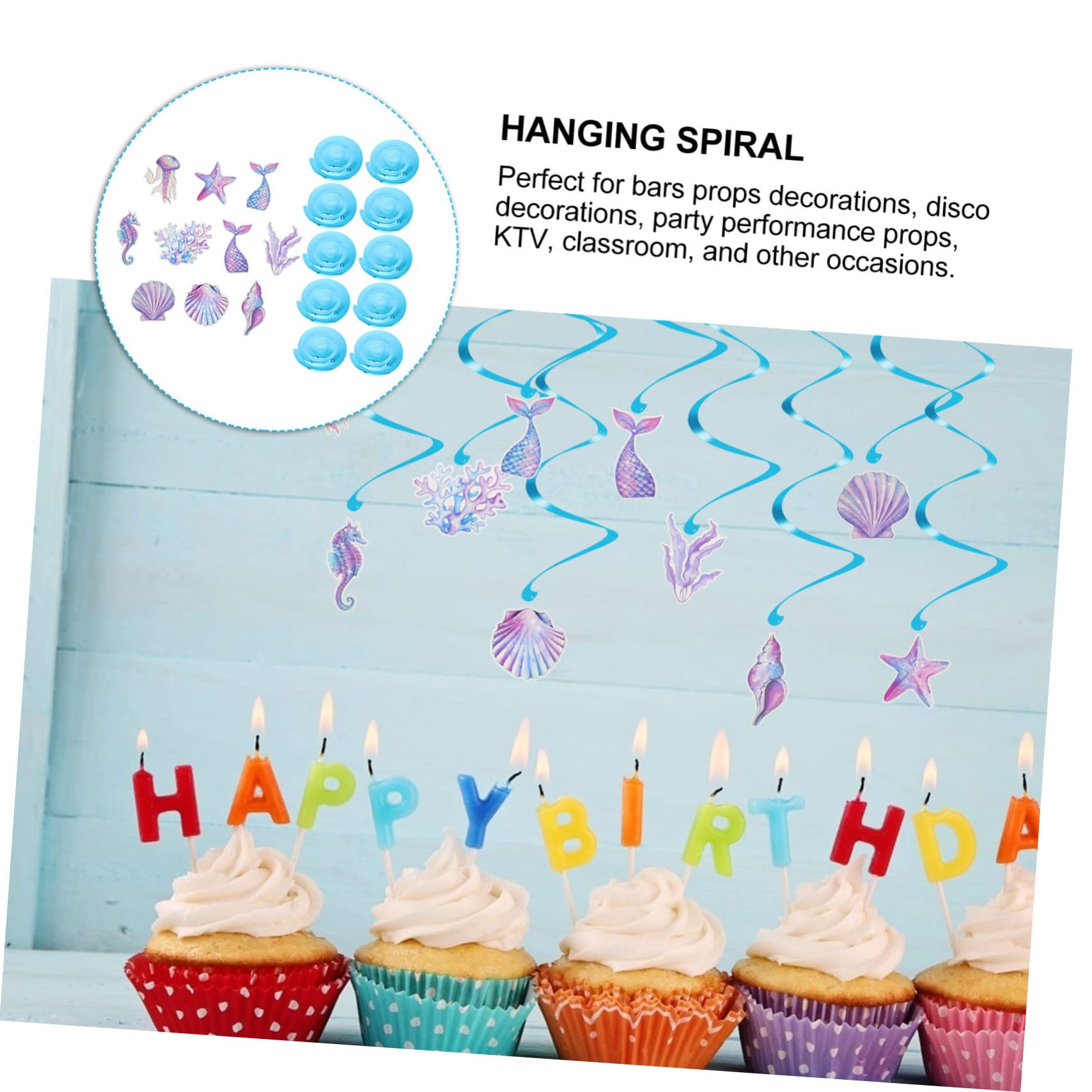 ABOOFAN 30stücke Mermaid Themen Party Deko Hängende Wirbel Aus Doppel-seitendruck Farbige Unterwasser-Motive Für Geburtstagsfeiern Karneval Und Veranstaltungen