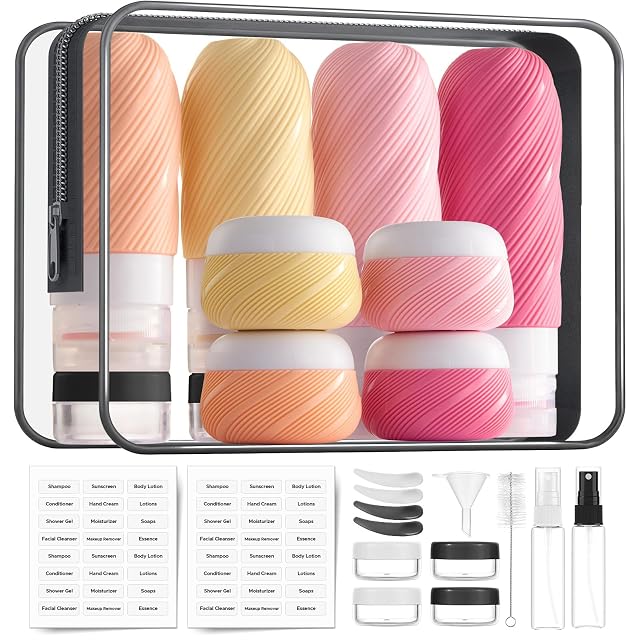 LitBear 23 Pack TSA Approved Travel Bottles for Toiletries Leak Proof Refillable Travel Size Containers Kit with Silicone
