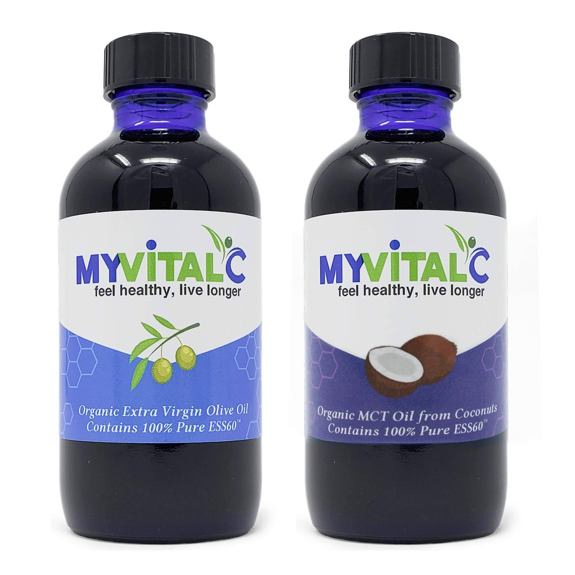 MyVitalC ESS60 Organic MCT Coconut Oil & Extra Virgin Olive Oil - 2 Pack - 120ML Each