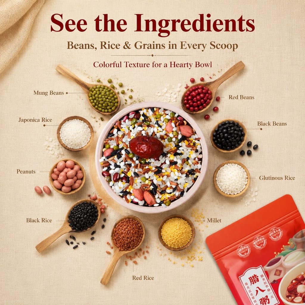 250g De Mezcla Congee Laba Grano Mixto: Ingredientes Gachas Los Ocho Tesoros, Uso Doméstico Y Comercial, Desayuno Saludable Comida Festiva(250g*5)