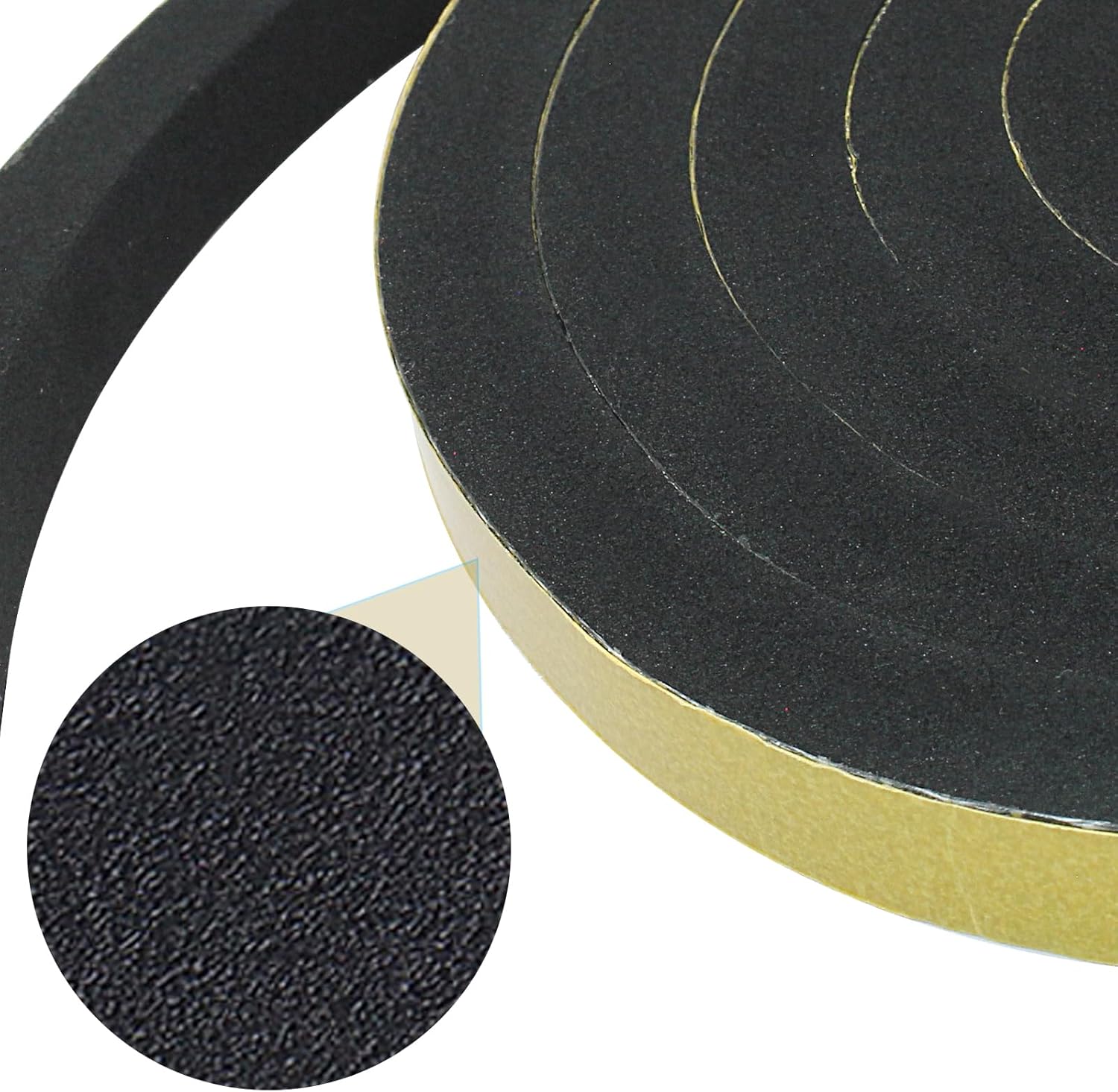 1 Roll 1/2" W x 1/2" T x 13ft L Weather Stripping Door Seal Strip, Foam Insulation Tape Weatherstrip for Doors and Windows
