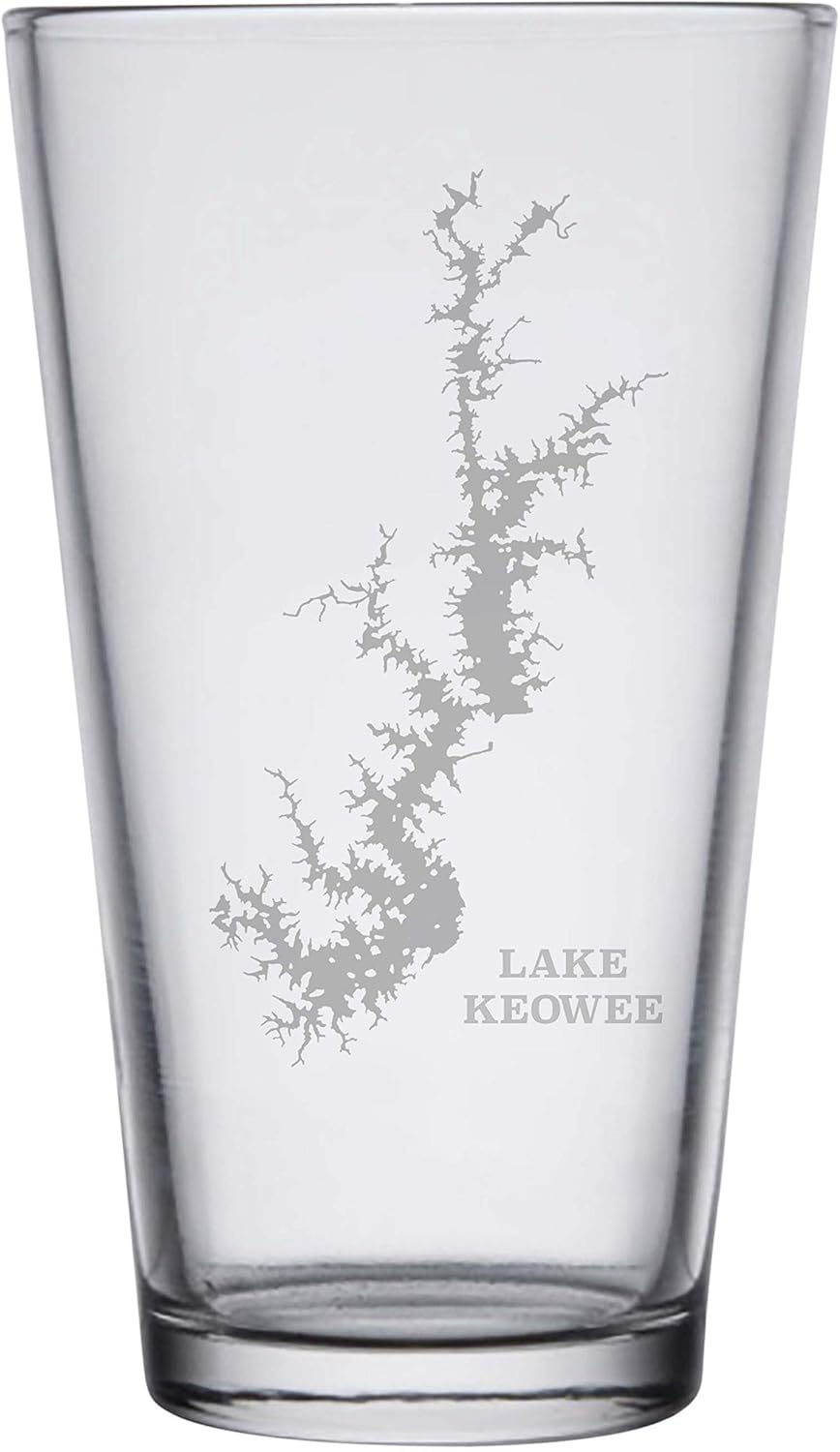 Lake Keowee Map - Stemless Wine Glasses Set of 2