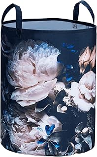 WENKO Panier à linge Peony, panier à linge avec motif de fleur, capacité de 55 litres, 100 % polyester, Ø 35 x 45 cm env, multicolore