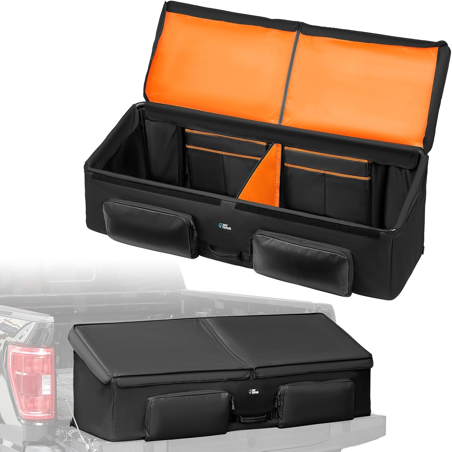 JOYTUTUS Upgrade Full Size Truck Bed Cargo Box Organizer for Pickup, Waterproof Truck Bed Cargo Bag, Storage Organizer Carrier Accessories for Groceries, Golf, Easily Slide in and Out, Easy Access