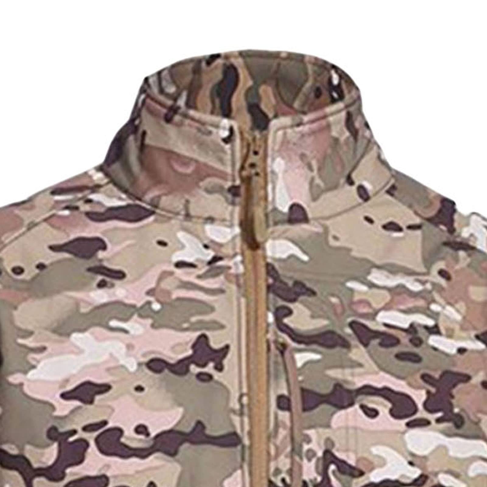 Maiyifu-GJ Men's Full-Zip Softshell Tactical Jacket Fleece-Lined Jackets Windbreaker Hiking Winter Outdoor Windproof Jacket (Khaki 1,Large)