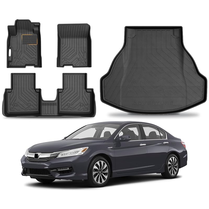 Kit de tapetes automotivos KUST para Honda Accord Sedan 2013–2017 com tapete do porta-malas, TPE, 4 peças
