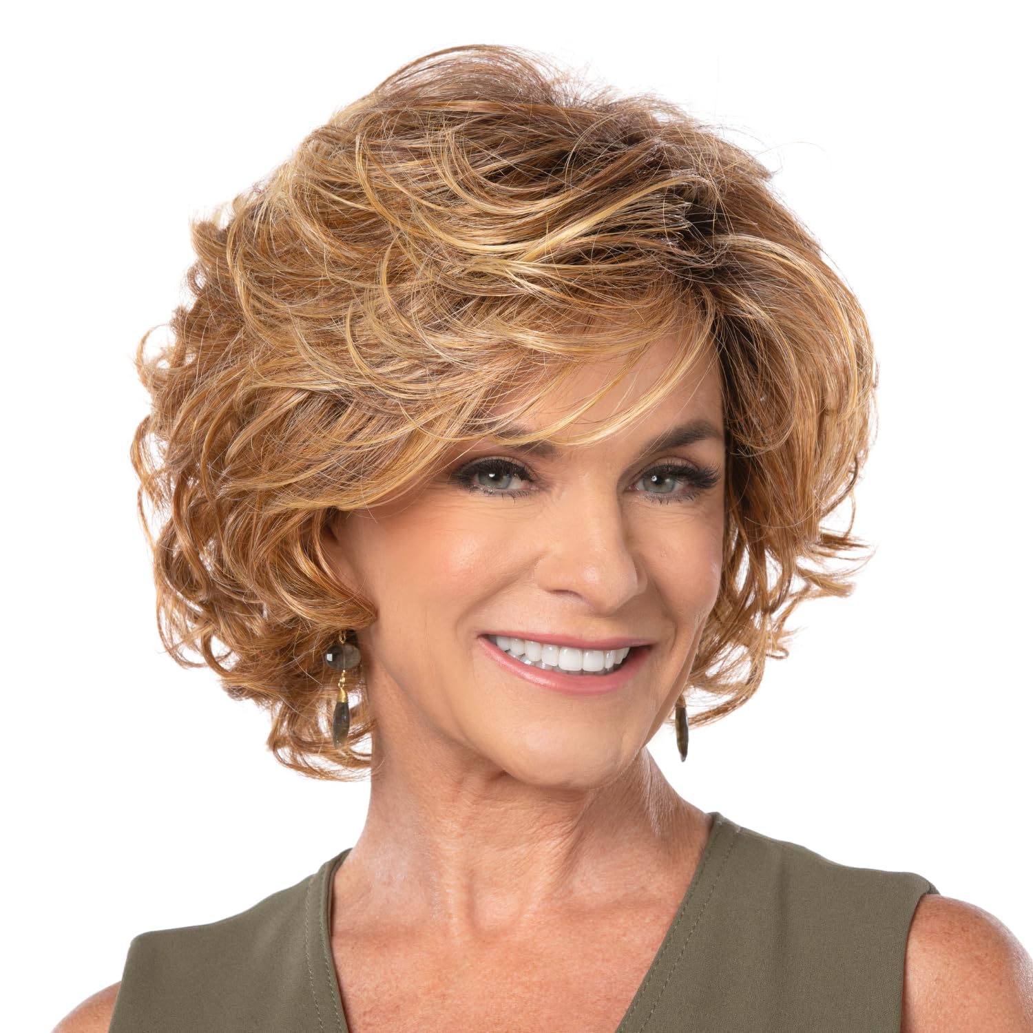 Toni Brattin Gorgeous Wig - Collar-Length Cut with a Side-Swept Bang & Multi-Layered Waves - Heat-Friendly Synthetic Fiber Looks & Feels Natural - Adjustable &