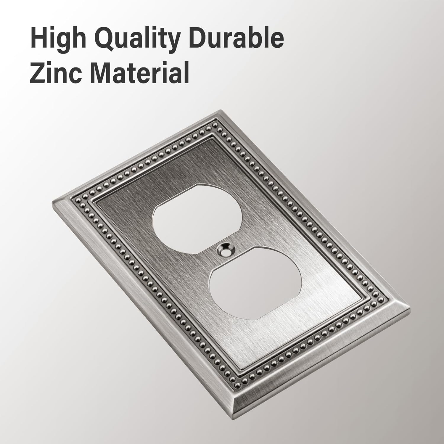 Henne Bery Sunken Pearls Heavy Duty Decorative Wall Plate Switch Plate Outlet Cover (Single Duplex, 2 Pack, Heirloom Silver)