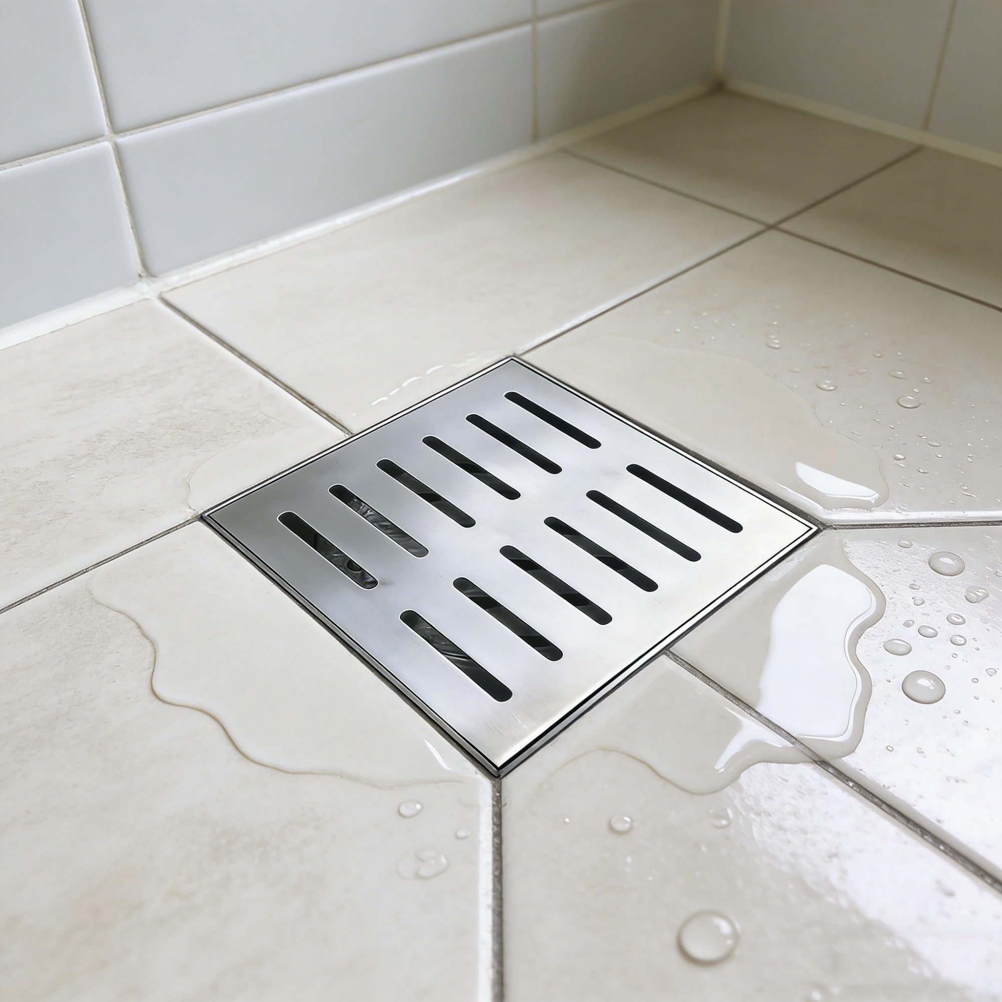 Griglia di scarico a pavimento, 50 x 50 cm, con copertura per patio, acqua piovana, per uso esterno, 50 x 50 cm