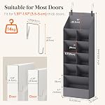 Lifewit Over The Door Shoe Organizers, Hanging Shoe Rack with 11 Large Pockets, 5 Layers Shoe Holder for Closet Door Storage Includes Boots, Toys, Water Bottles, Daily Necessities, 1 Pack, Grey