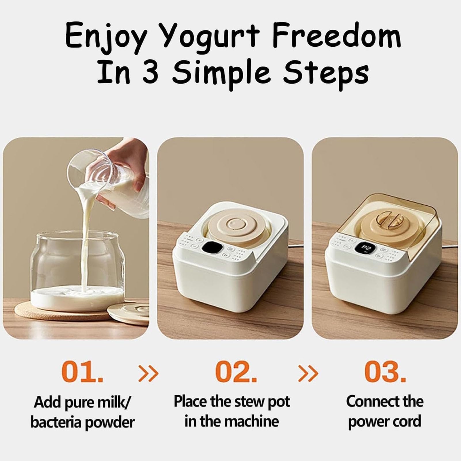 Yaourtière Automatique,8 Programmes,Chauffage PTC,Pot 1L,4 Pots 125ml