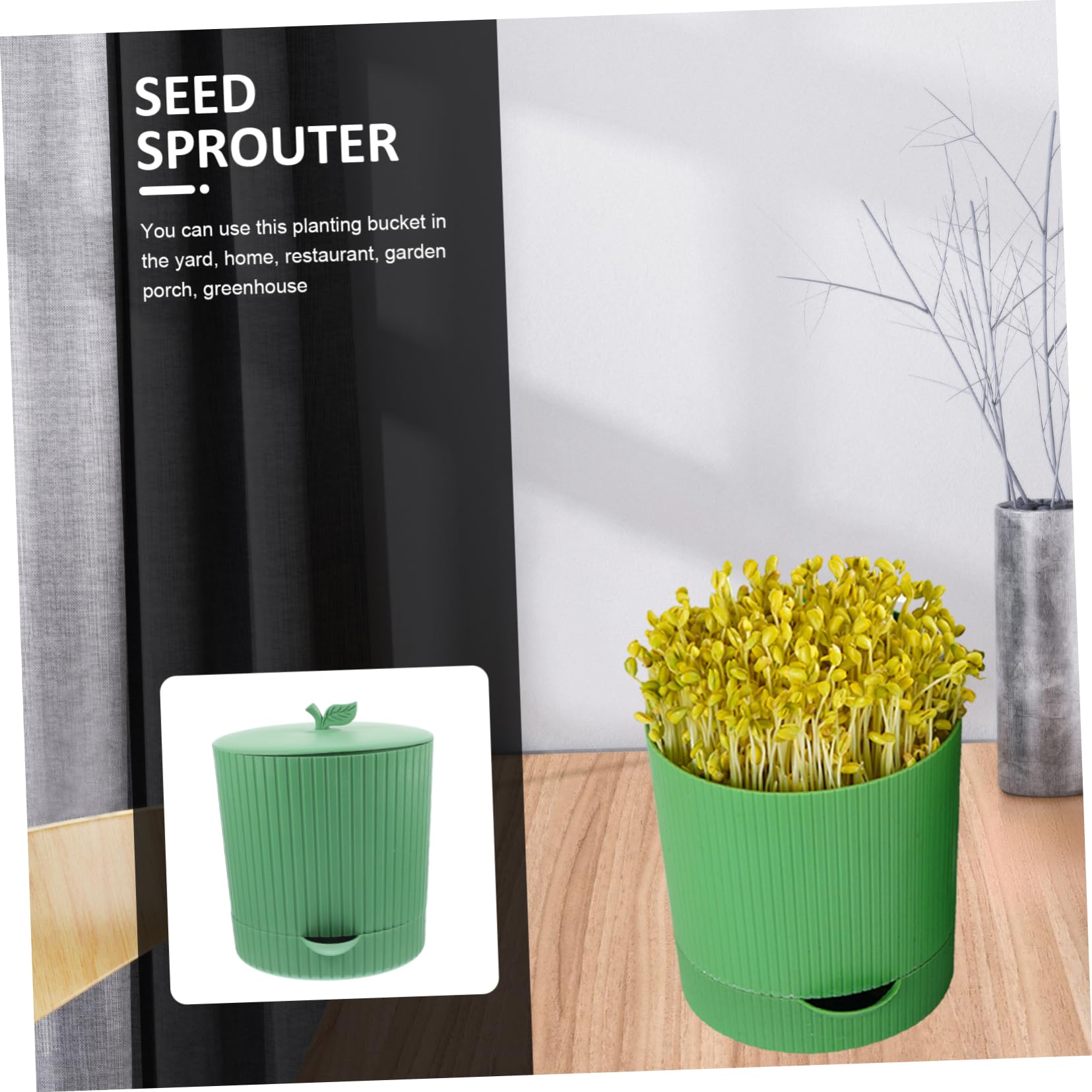 BESPORTBLE Germinador de Brotes de Soja 1 Juego de PP y Piedra Verde | Reutilizable y Transpirable, para Judías Mungo y Semillas de Trigo, Uso en Restaurante y Jardín
