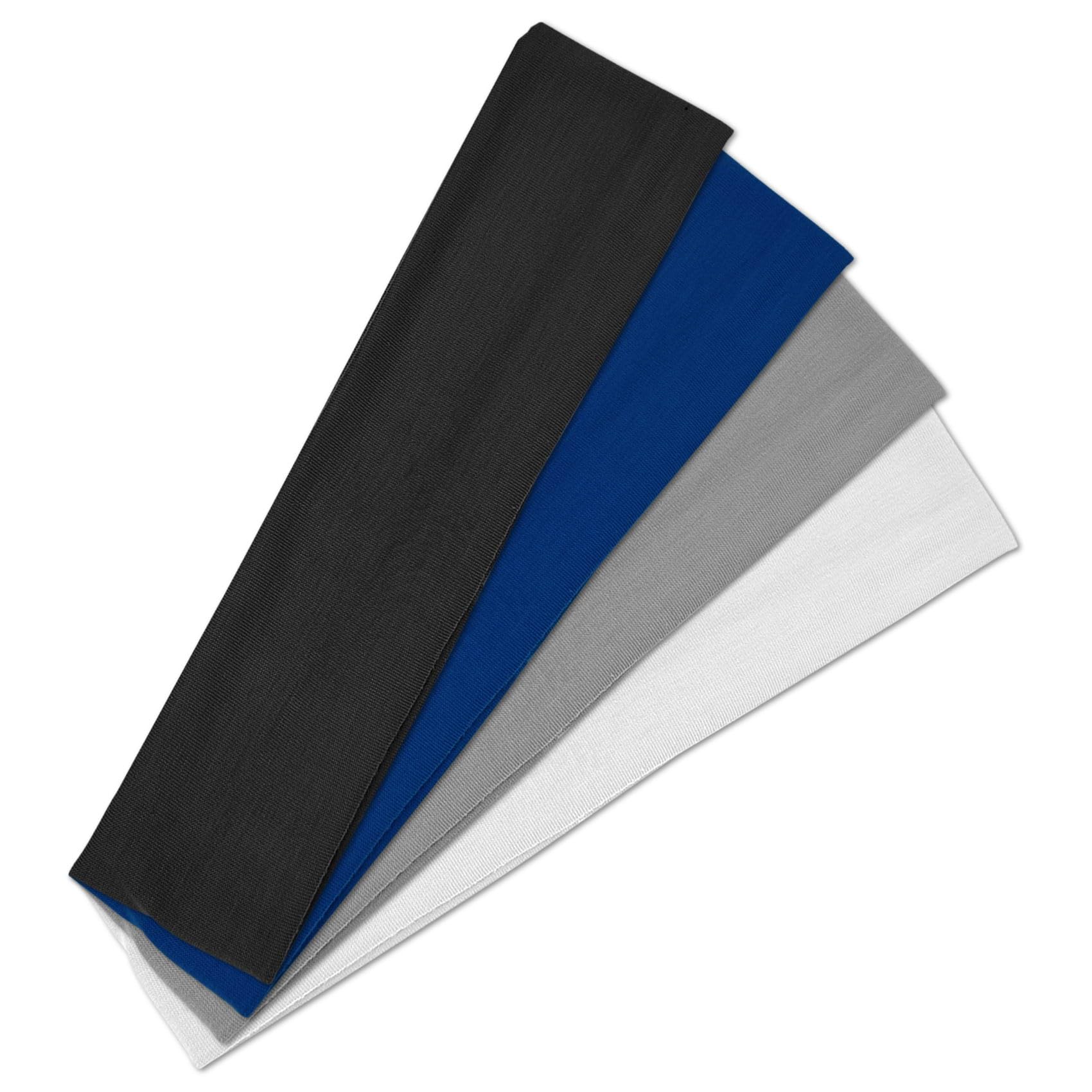 4 Pcs Sports Headbands for Women, Non Slip Elastic Hair Bands, Soft Fabric Hair Wraps for Workout, Yoga, Running, and Daily Sports (Black,White,Grey,