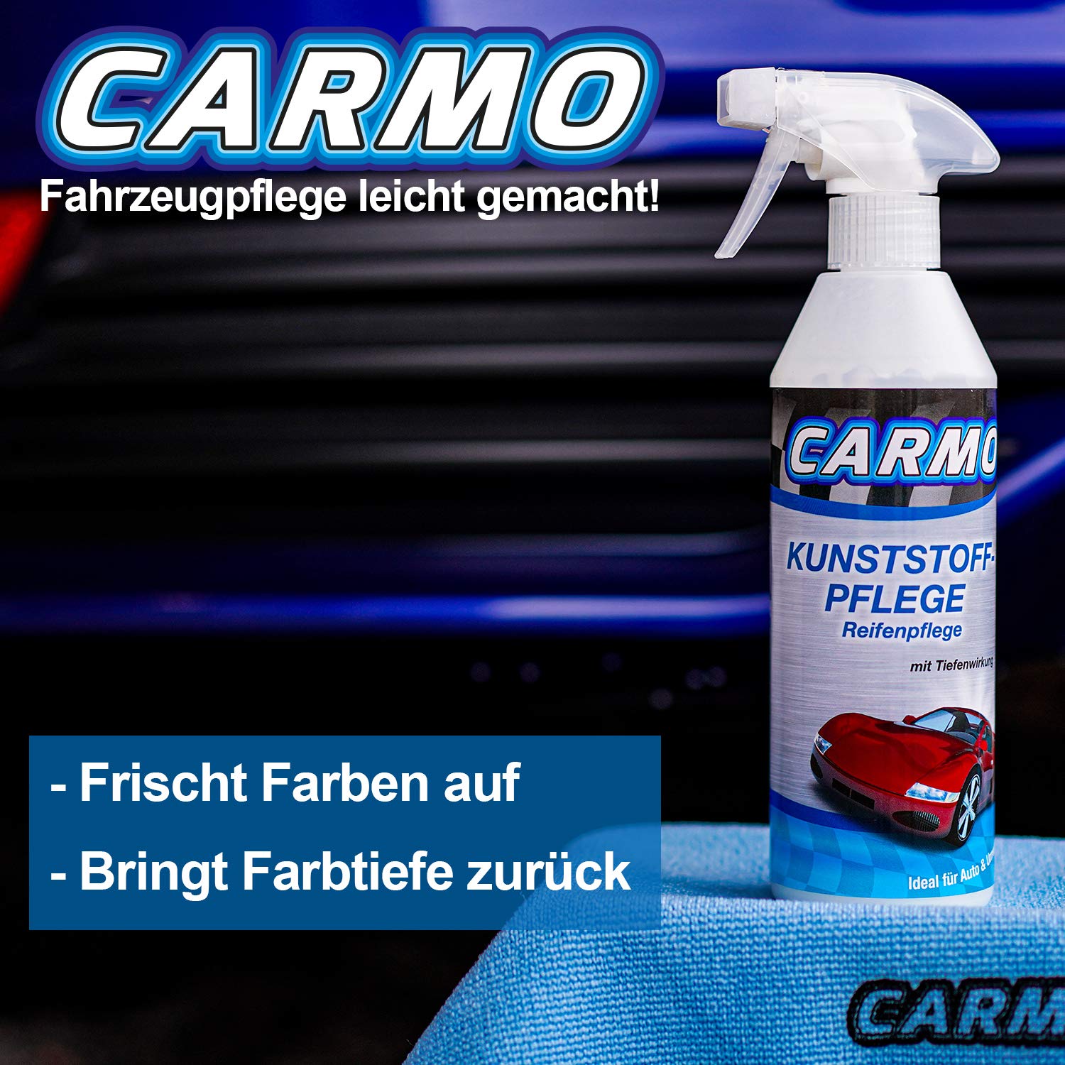 CARMO Kunststoffpflege mit Tiefenwirkung/Reifenpflege - 12 Stück