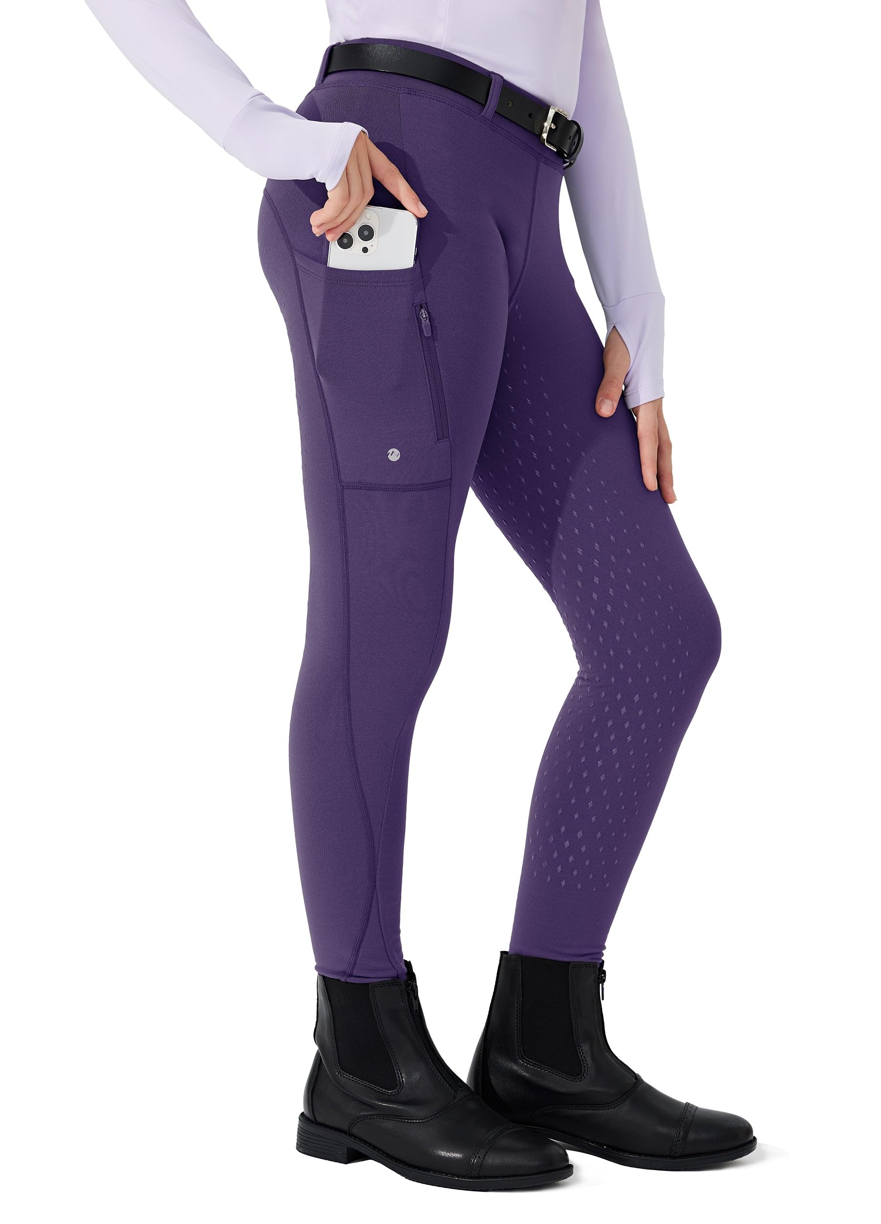 Willit Pantaloni da equitazione in pile per ragazze, pantaloni da equitazione invernali per bambini, collant termici per scuola