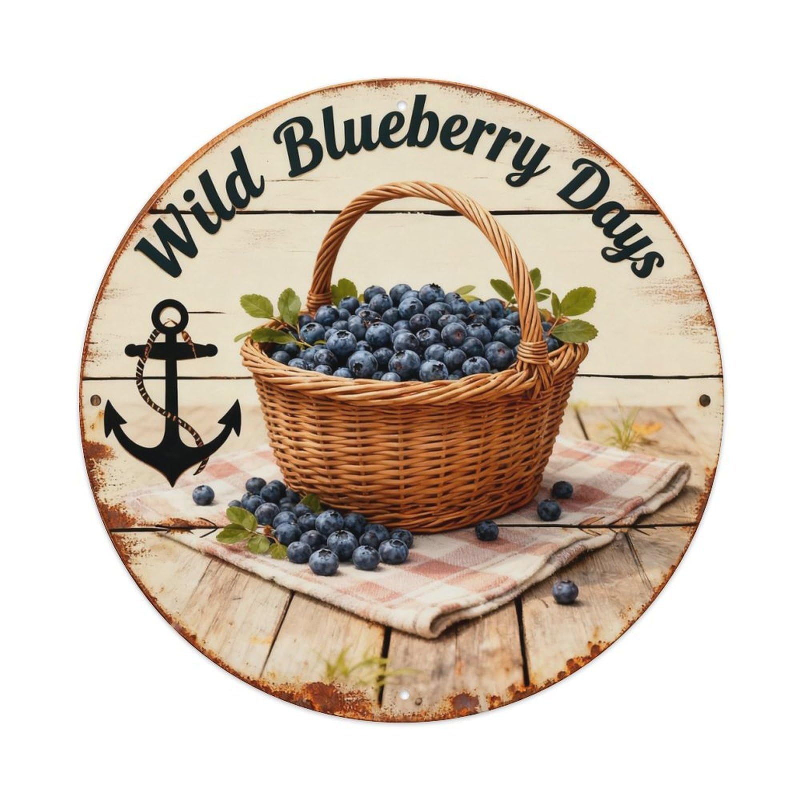 Wild Blueberry Days Sign Metal Tin Sign Plaque