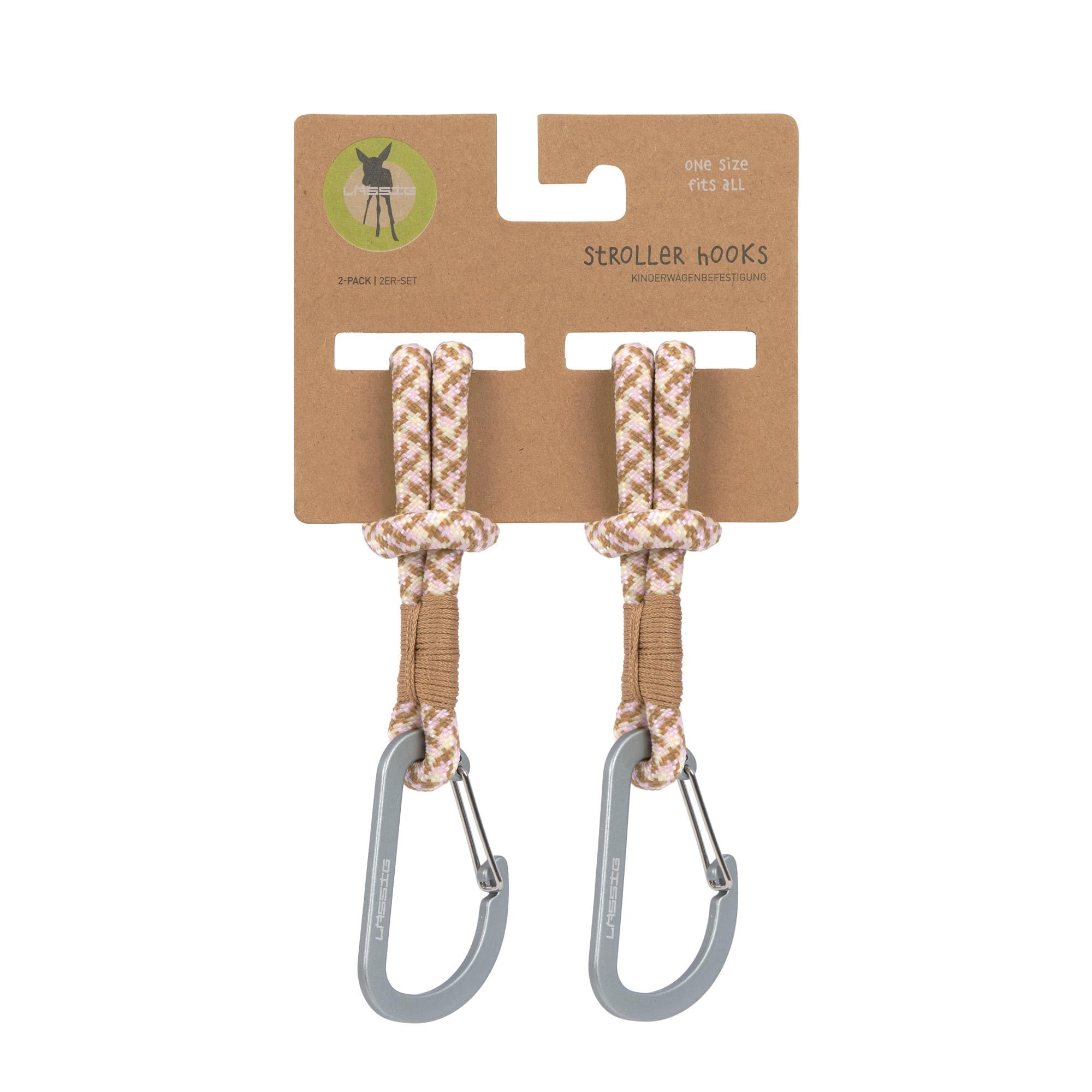 LÄSSIG Stroller Hooks 2 pezzi camel vanilla lavend