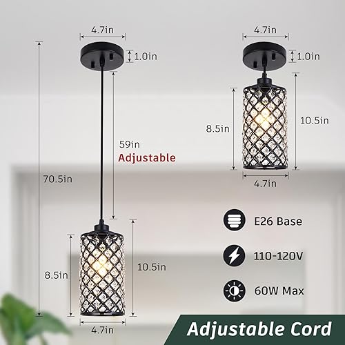 Miniatura 2 de Niloah Luces colgantes doradas isla de cocina, 1 luz colgante de oro individual, luz colgante de cristal ajustable, iluminación colgante de isla de