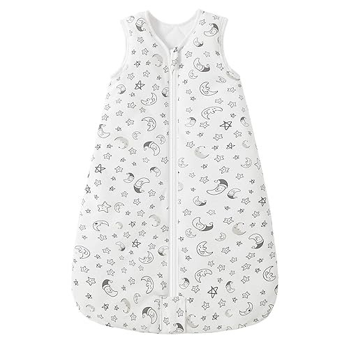 Miniatura 1 de Mosebears - Saco de dormir para bebé, con cremallera de 2 direcciones, saco de dormir unisex de algodón, 2.5 tog (blanco con estrellas, de 0 a 6