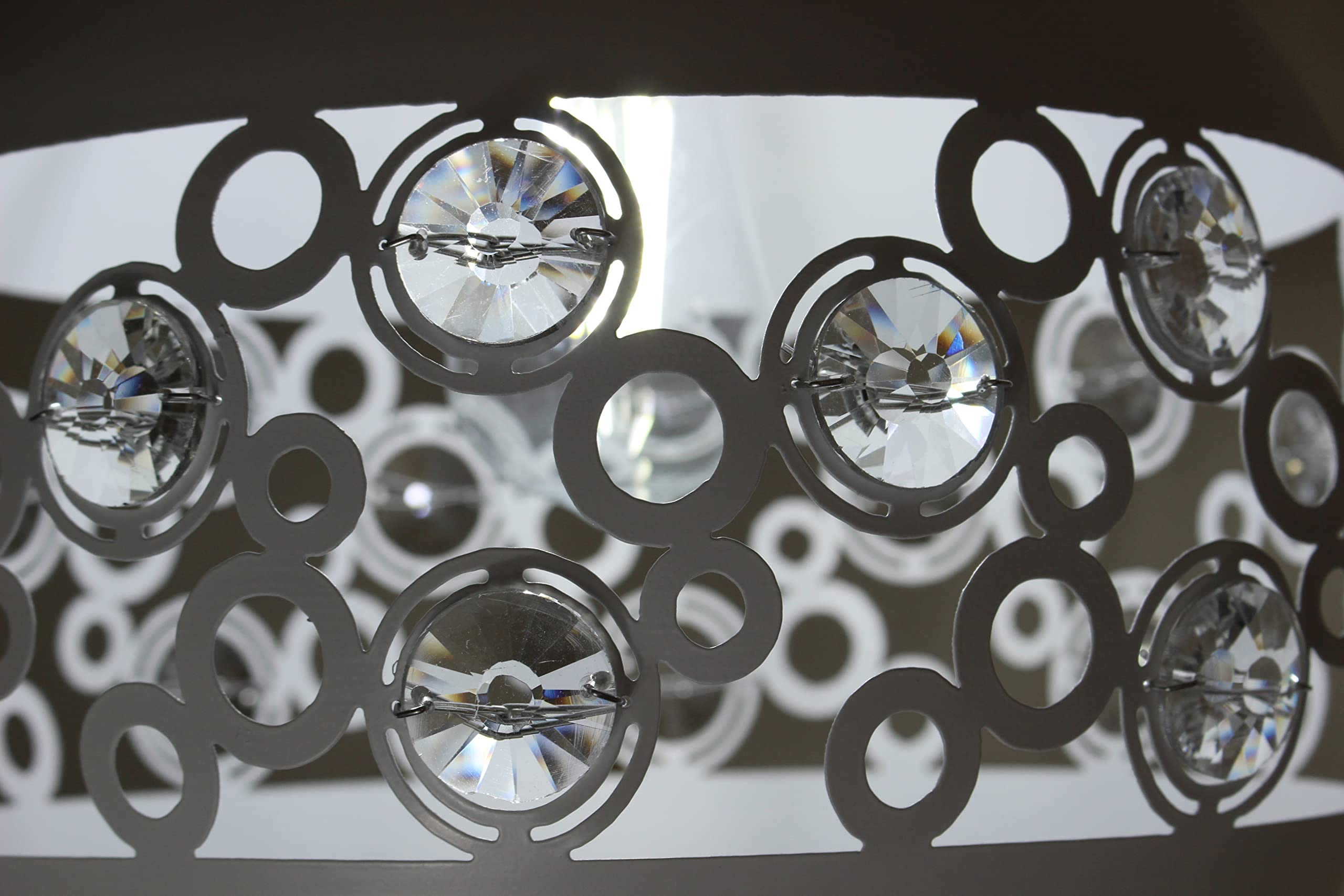 MAKA Lampadario Moderno a Sospensione con Supporto Lampadina E27 in Cristallo Ferro Opaco Lampada da Soffitto Diamanti per Sala da Pranzo Cucina Tavolo Camera da Letto Bar 100 cm x 30 cm Arabesque