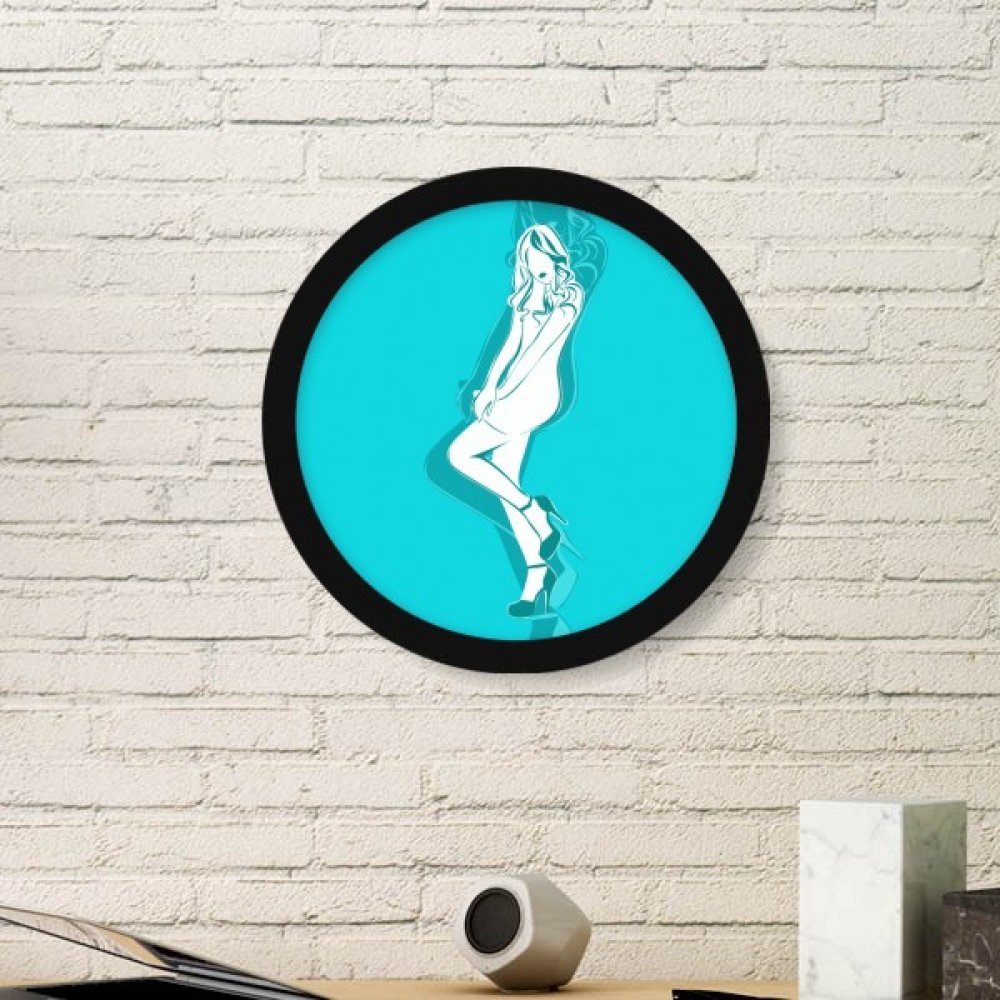 Cadre photo rond bois noir peinture art bleu plump beauté femme DIYthinker