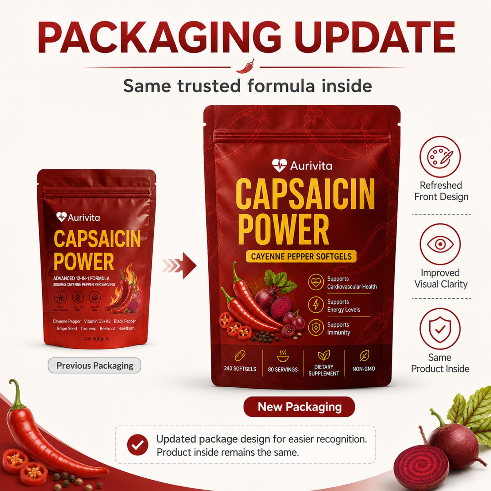 Aurivita Capsaicin Power – Cayenne Pepper Softgels, 240 Softgels — Amazon image 2
