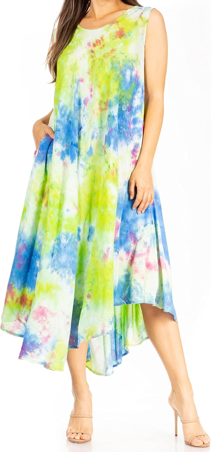 Sakkas Starlight Third Women's Tie Dye Beach Kaftan Caftan Tank Dress/Cover Up