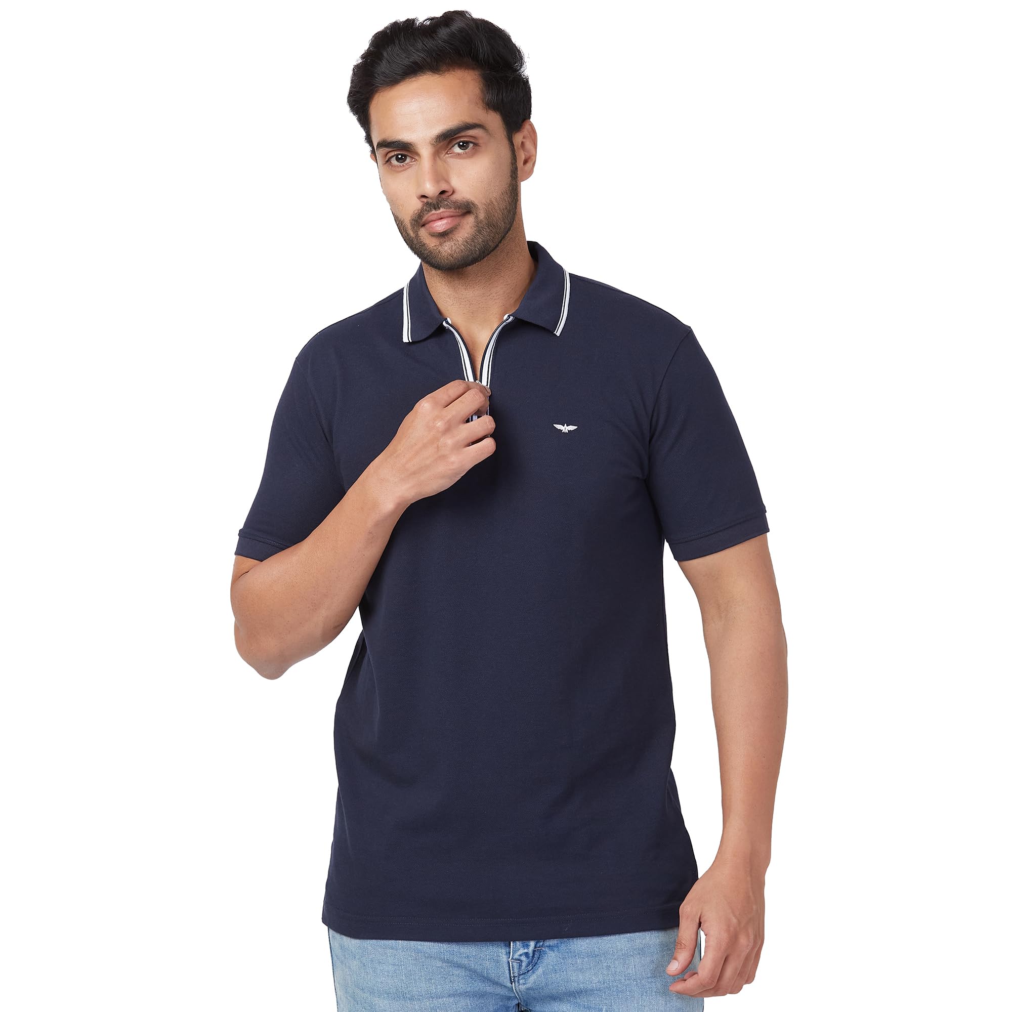 park avenue Men's Slim Fit Solid Pattern Cotton Blend Half Sleeve Polo Neck Casual T-Shirt-picture-30