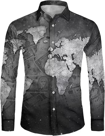 Biyejit Mens Long Sleeve Dress Shirts Wrinkle-Free Casual Button Down Shirt Plus Size XS-6XL