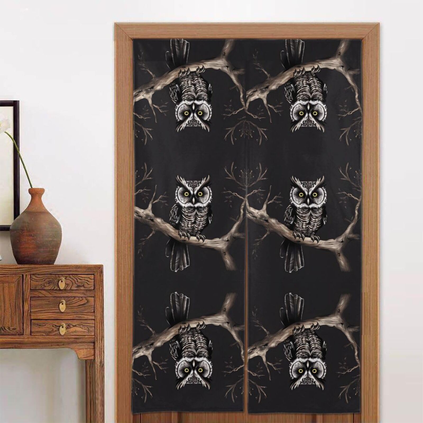 CNTDBU Late Night Owl Door Curtain 34x56 Inch-Room Divider Panel for Privacy, Entryway Screen for Kitchen Bedroom