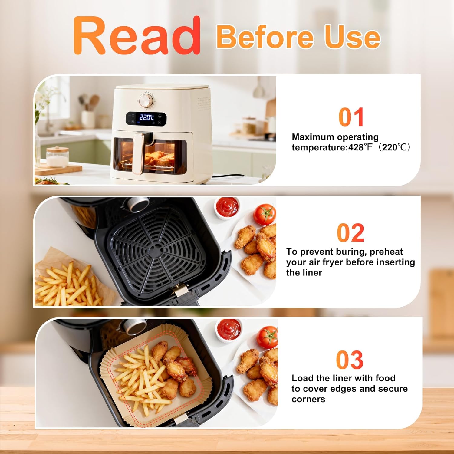 400 Pcs Air Fryer Liners Disposable, 8” Square Unbleached Heavy Duty Air Fryer Paper Liners, Parchment Paper for 5-8 qt Airfryer Basket, Non-Stick & Non-Leak Airfryer Liners for Deep Fryer Accessories