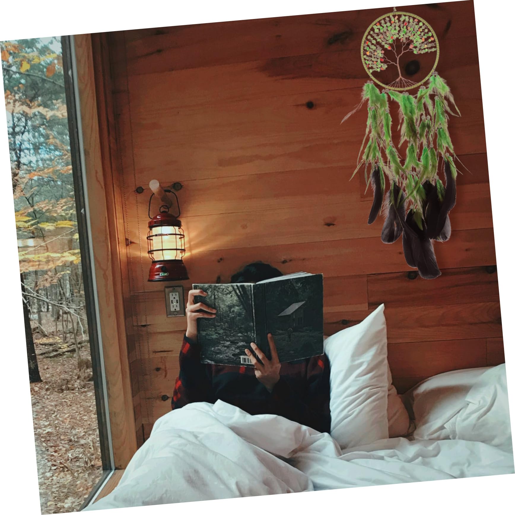 Happyyami 1Pc Bohemian Crystal Dreamcatcher Pendant with Life Tree Design Decorative Hanging Adorn for Bedroom Unique Dream Filtering and Home Aesthetic