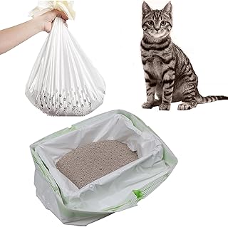 YVPSI Sifting Cat Litter Box Liners Bags with Holes, 14 Count Drawstring Cat Litter Bags Cat Waste Litter Bags Cat Litter Pan Liner Scratch Resistant Cat Litter Bags for Pet Cat（37 * 18inch ）
