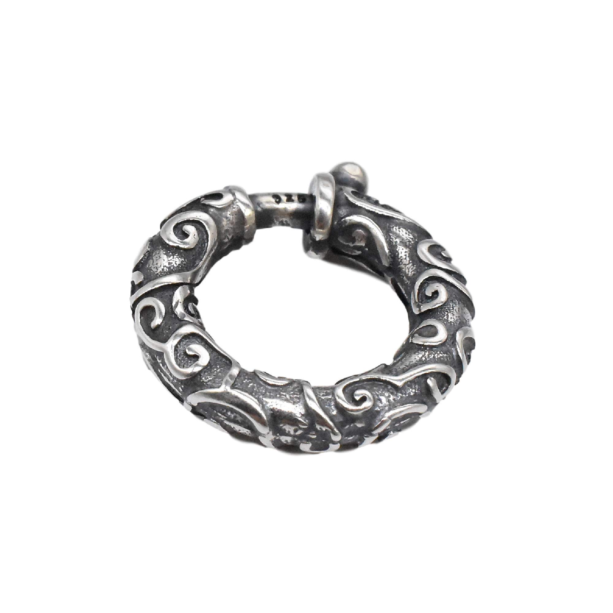 Federringverschluss aus oxidiertem Sterlingsilber, 925er Sterlingsilber, großer Federring