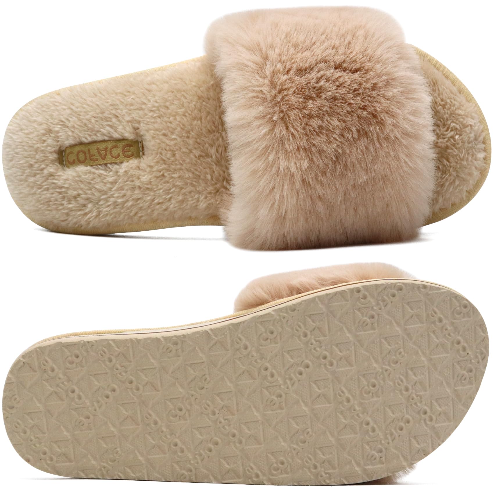 COFACE Pantofole Donna Scarpe da Casa Invernale Ciabatte Pelliccia Donne Peluche Pantofole da Interno