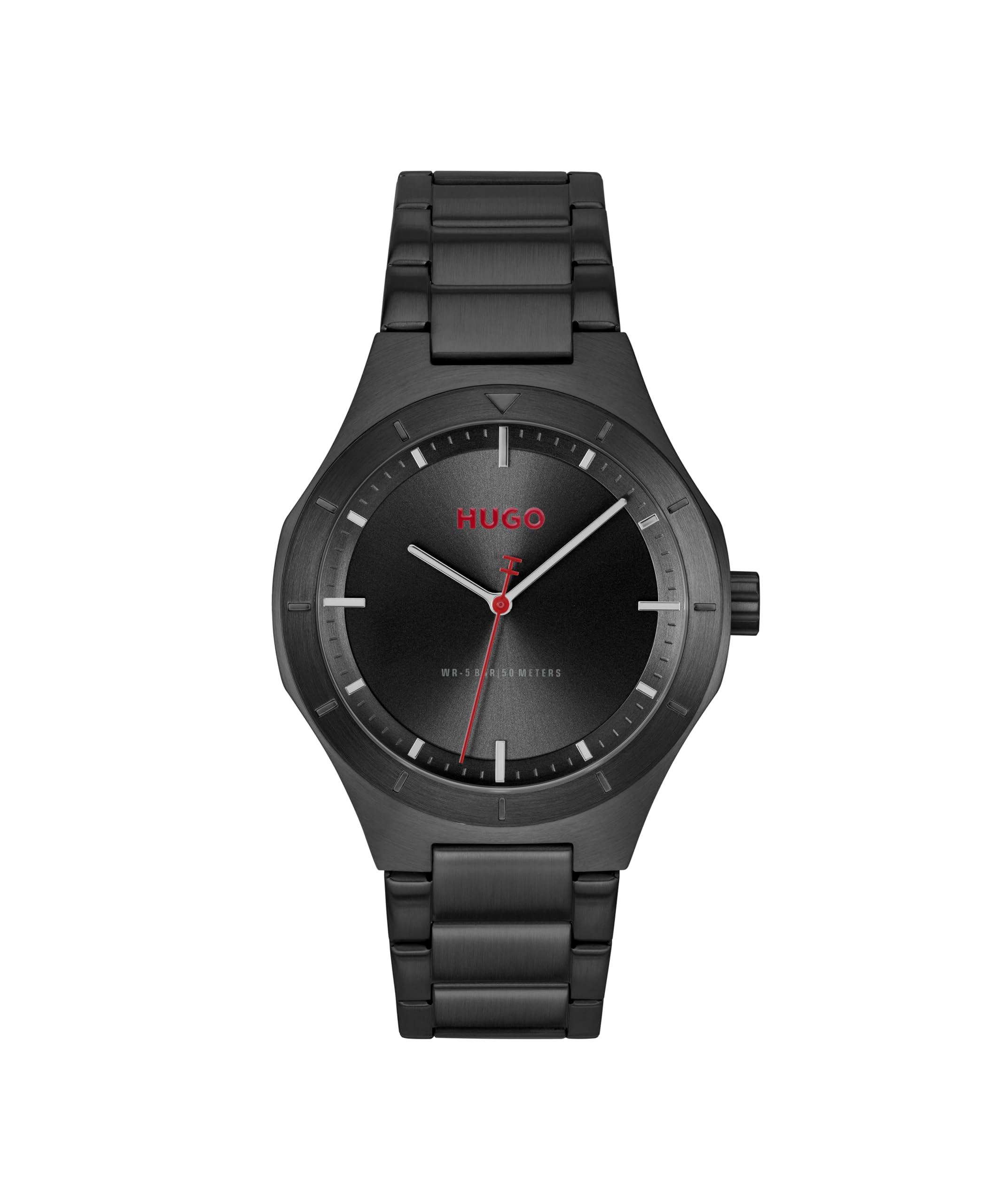 HUGO Montre à Mouvement à Quartz Trois Aiguilles Noir Collection #LIT avec Bracelet en Acier Inoxydable Noir - 1530450