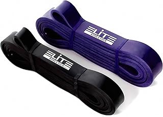 Set of 2 Pull Up Assist Bands – Purple and Black Resistance Bands - Exercise Loop Band for Body Stretching, Mobility, Powerlifting, Resistance Training (25lbs-150lbs)