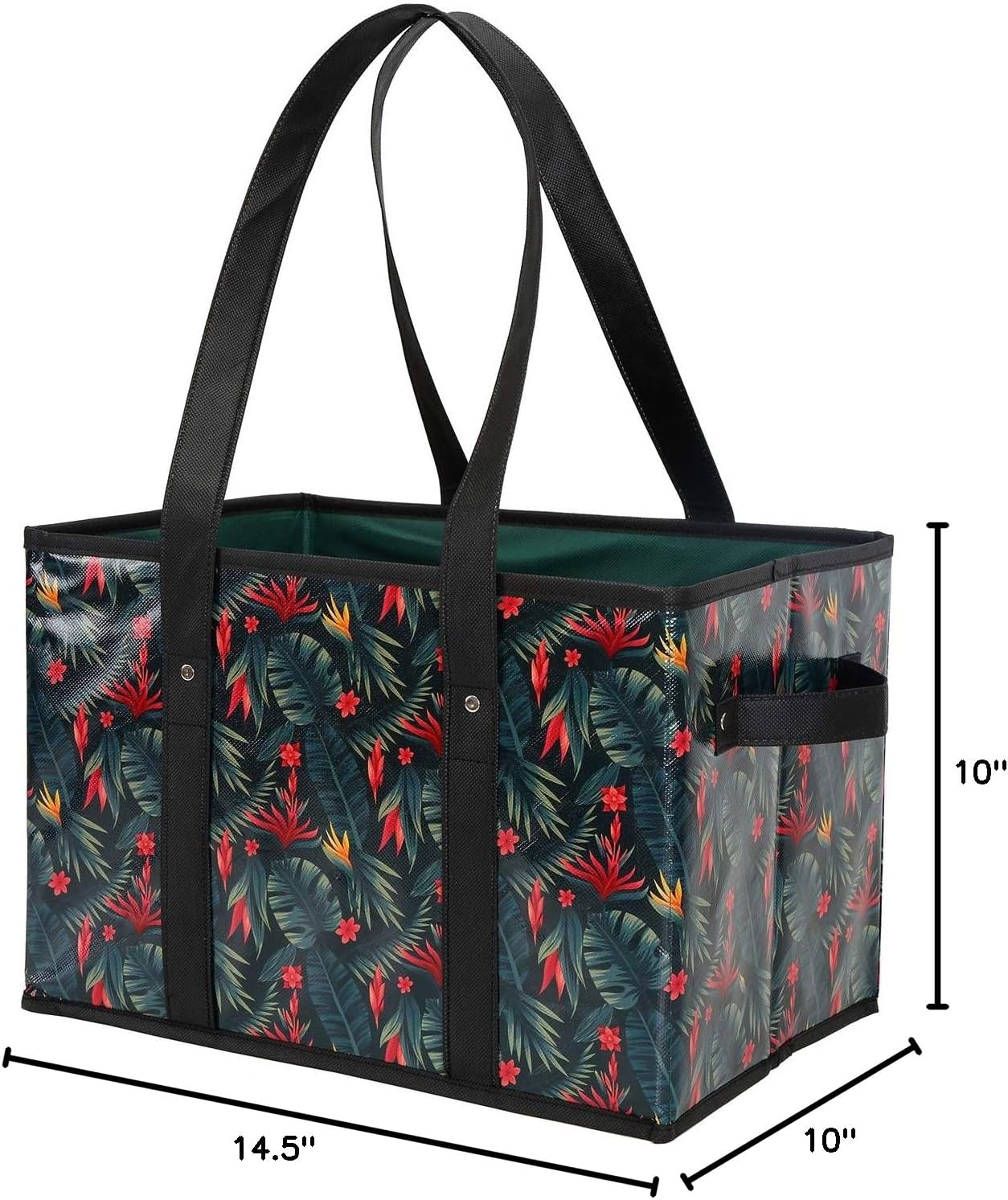 Foraineam Reusable Grocery Bags Set Durable Heavy Duty Tote Bag Collapsible Grocery Shopping Box Bag with Reinforced Bottom - Image 8