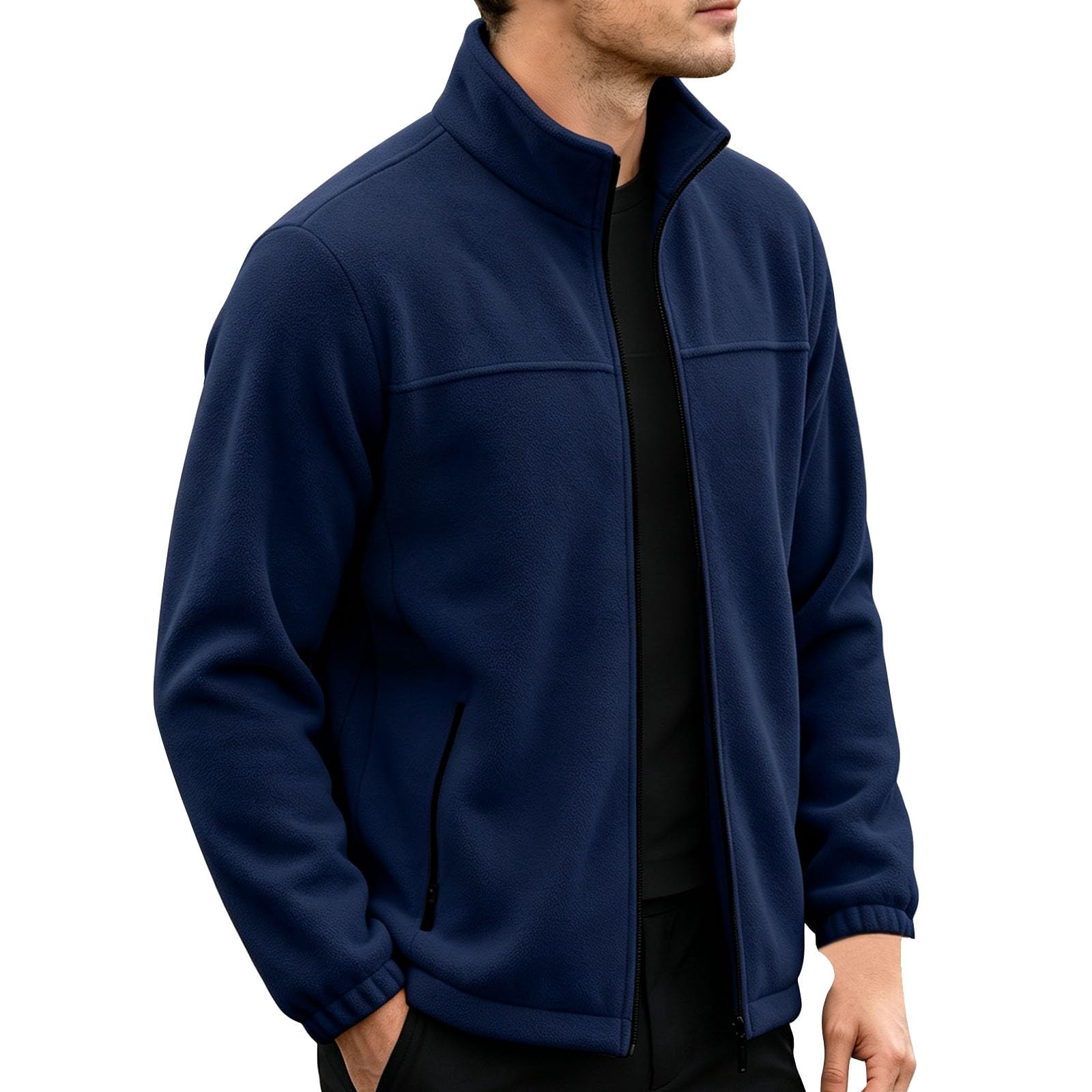Pullover a maniche lunghe in pile per uomo - Collo alto Full Zip Jumper