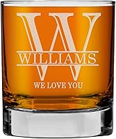 Vista 54 de Monograma grabado de cristal de whisky Rocks de 11 onzas (letra J), regalos de bourbon personalizados de la A-Z para hombres, día del padre, vidrio