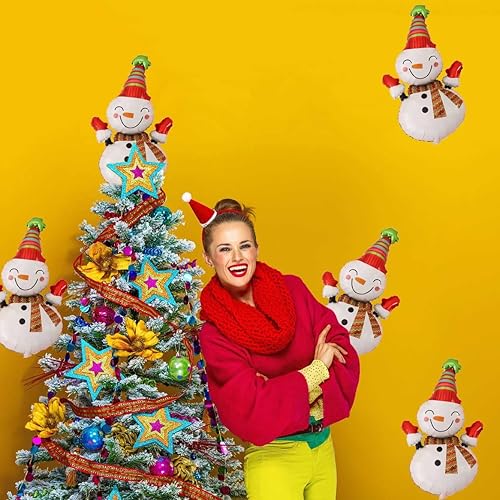 Miniatura 7 de Globos de muñeco de nieve sonriente, globos de Navidad, sombrero de muñeco de nieve, globos de papel de aluminio para fiesta temática de Navidad,