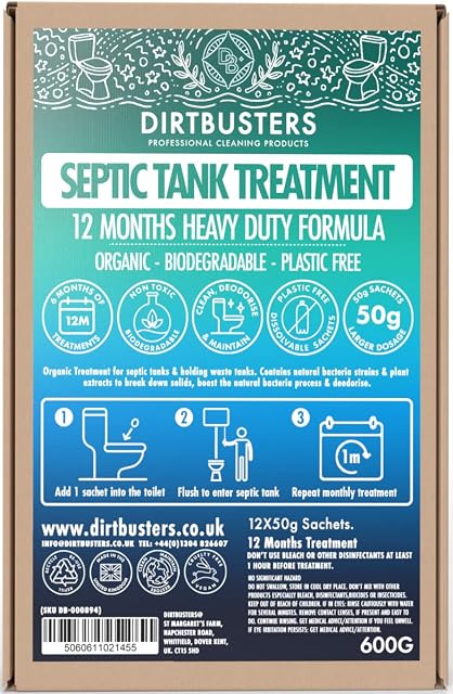 Dirtbusters enzyme septic tank treatment 12 month supply Sewage and cesspit Tank Cleaner