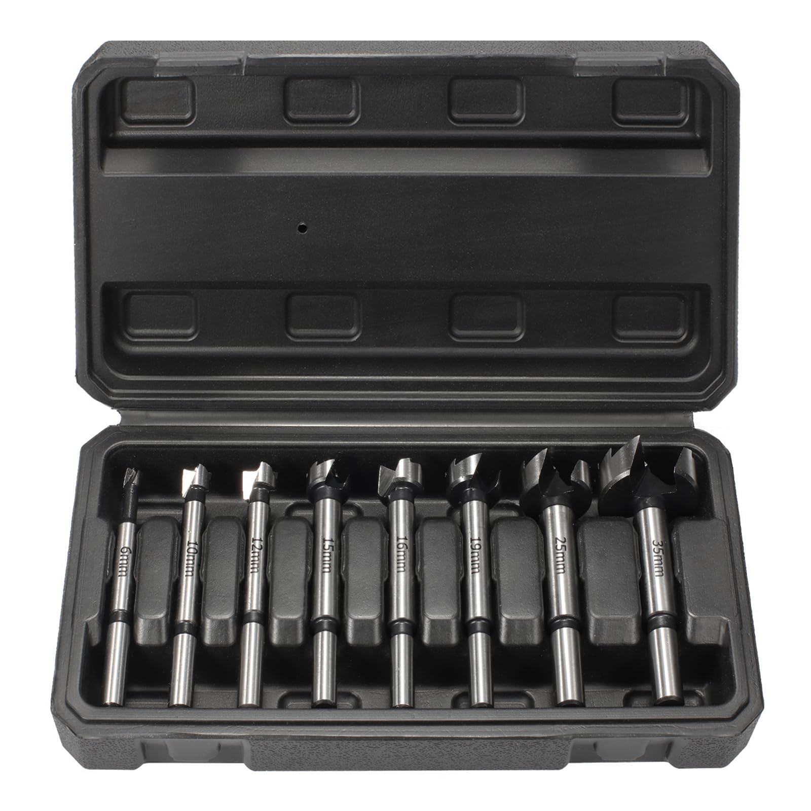 Vearter 8PCS 6-35mm Forstner Drill Bit Set, High Carbon Steel Multi-Tooth Woodworking Tools Forstner Bits with Round Shank