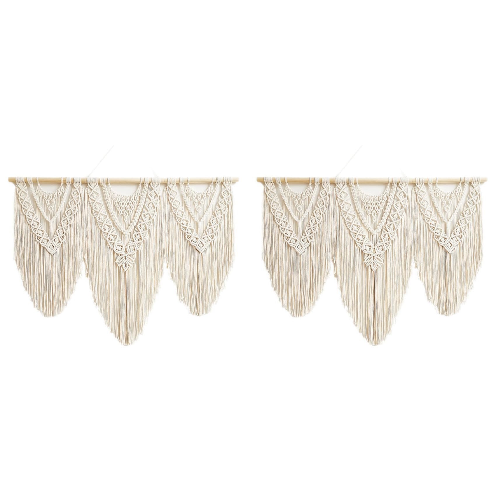 Hndhbfgrt 2X Macrame Wall Hanging Handwoven Bohemian Cotton Rope Boho Tapestry Home Decor