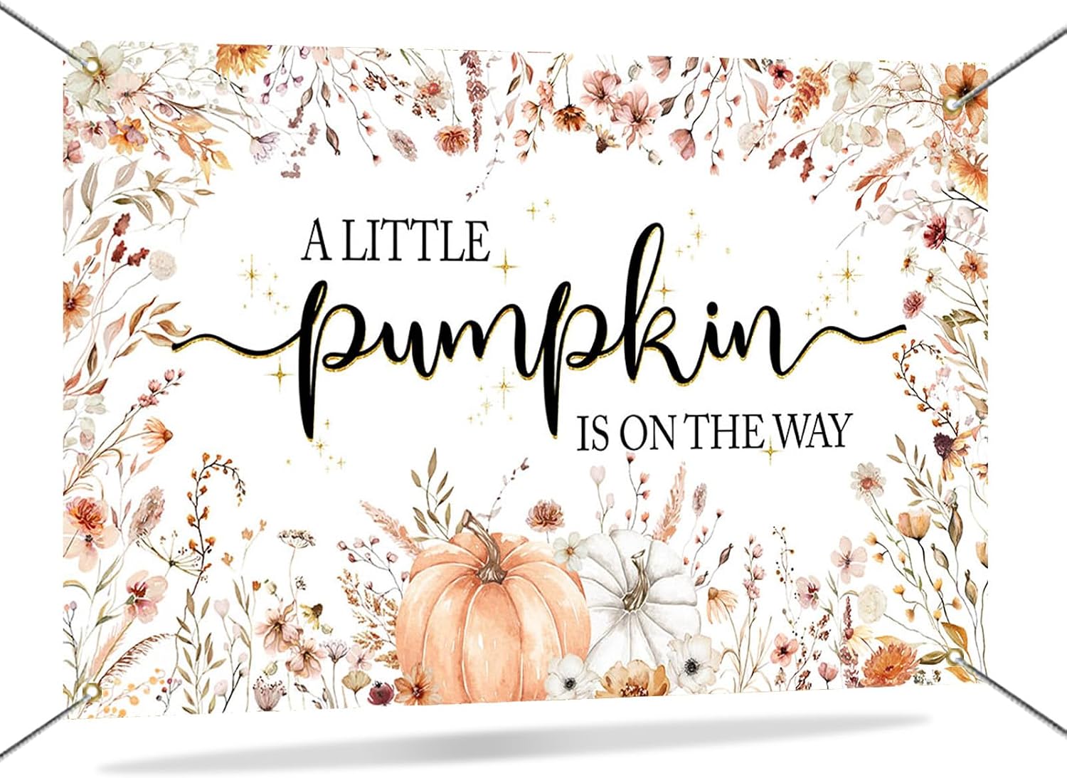 Mocsicka Little Pumpkin Baby Shower Backdrop Decorations for Fall 6x3.6ft