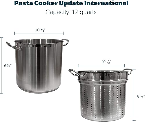 Miniatura 4 de Update International SPSA-12 12 ollas para pasta de acero inoxidable de inducción con tapa y colador