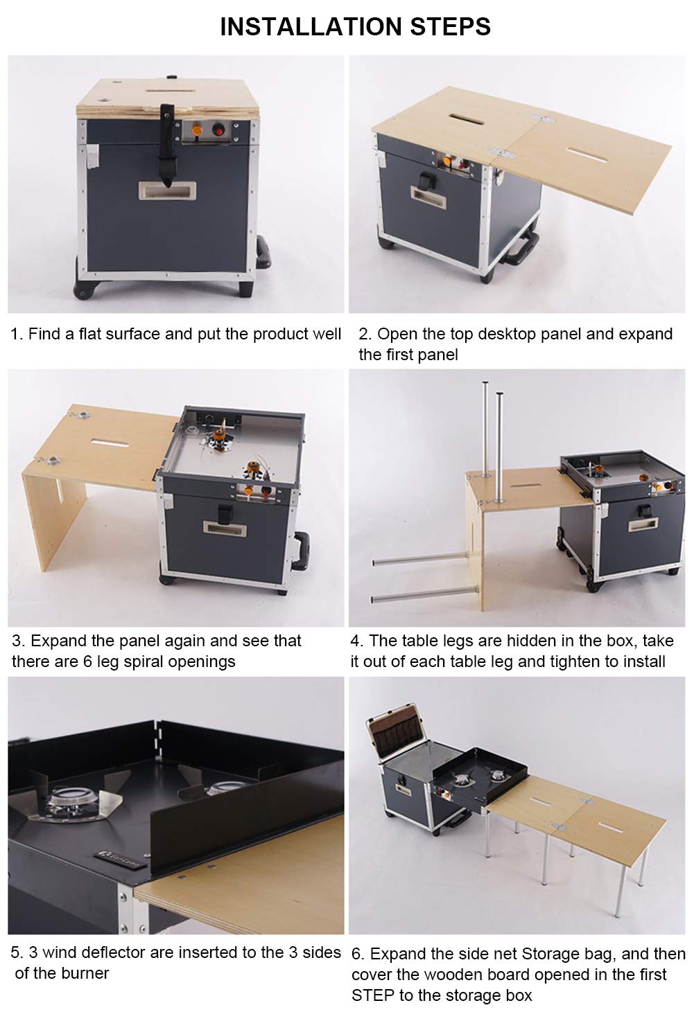 Table De Pique-nique Pliable LIFELOOK – Boîte De Rangement 2 En 1 – 30/45L – Noir