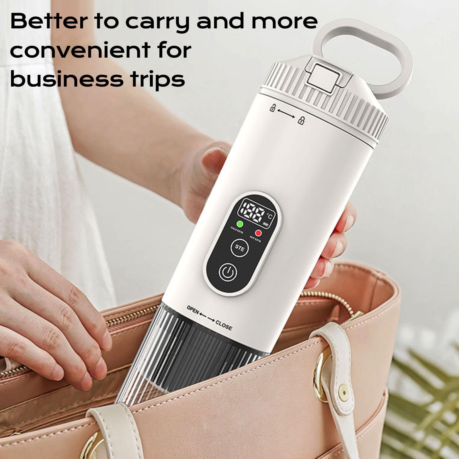 Cafetera portátil 100W 21Bar Máquina de café con cápsula calefactora inalámbrica Batería recargable de 7800mAh Capacidad de taza de 250ML para viajes en coche Camping al aire libre (Blanca)