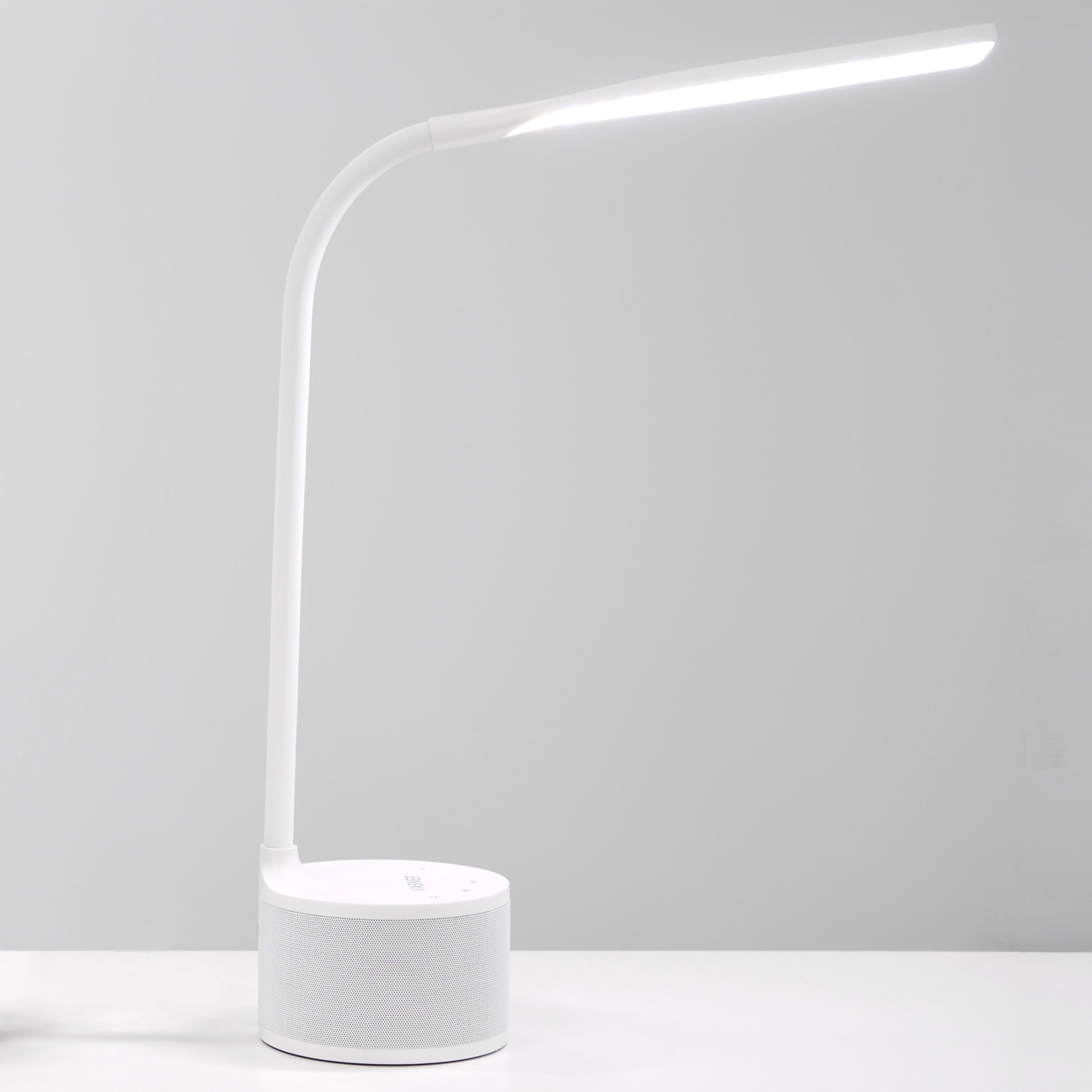VASNER Lumbeat – Schreibtischlampe LED mit Musik Nachttischlampe dimmbar integrierter Lautsprecher USB Ladeport Bluetooth AUX 3 Lichtmodi Touch Bedienung weiß
